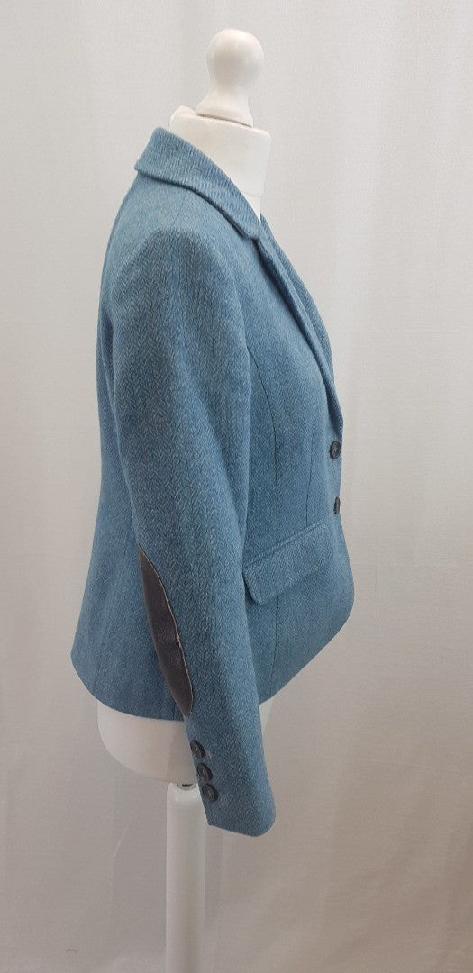 Boden x Moon Wool Light Blue Short Tweed Jacket Size 8P VGC