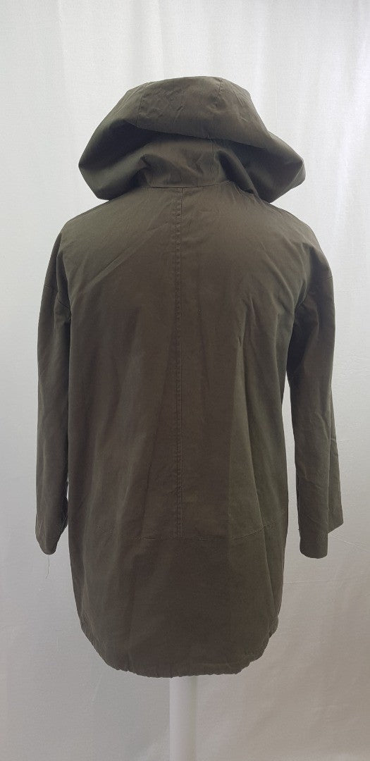 Toast Khaki Green Parka Coat Pockets Hood Cotton Size 6 VGC