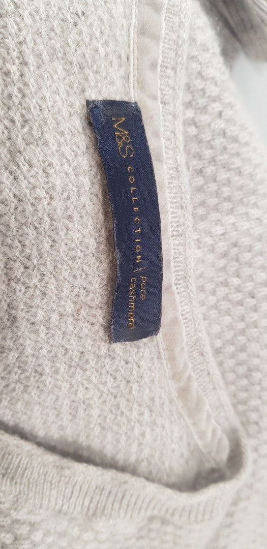 M&S Collection Silver Grey Pure Cashmere Pocket Jumper Size 12 VGC