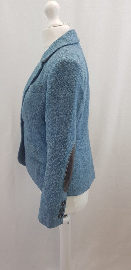 Boden x Moon Wool Light Blue Short Tweed Jacket Size 8P VGC