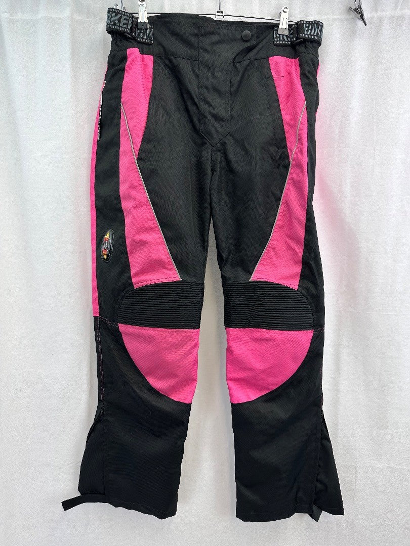 Cordura Black Pink Motorbike Trousers Waterproof Scotchlite 3M Thigh Knee Pads Size 36" VGC