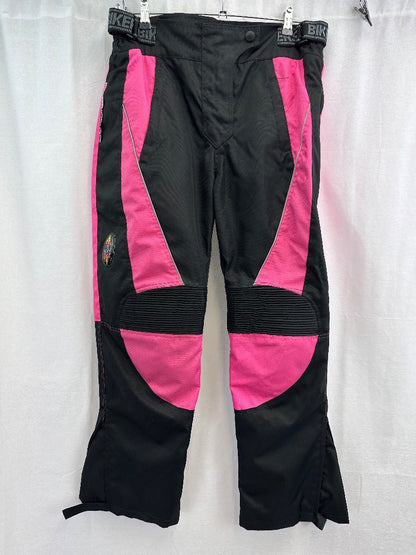 Cordura Black Pink Motorbike Trousers Waterproof Scotchlite 3M Thigh Knee Pads Size 36" VGC