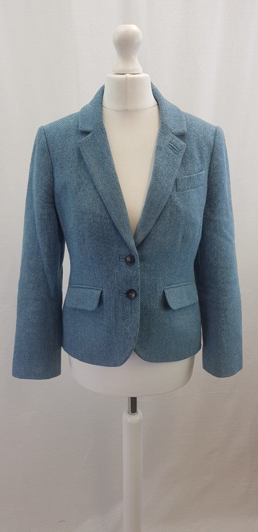 Boden x Moon Wool Light Blue Short Tweed Jacket Size 8P VGC