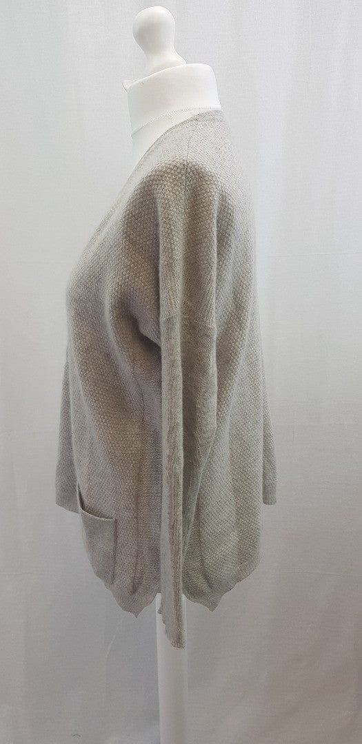 M&S Collection Silver Grey Pure Cashmere Pocket Jumper Size 12 VGC