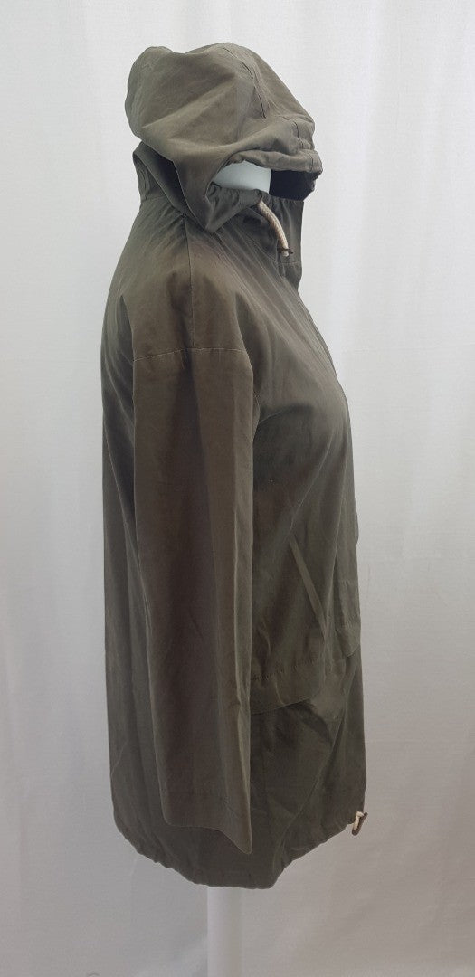 Toast Khaki Green Parka Coat Pockets Hood Cotton Size 6 VGC