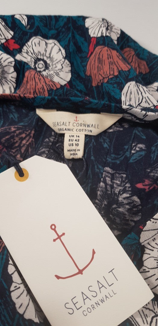 Seasalt Cornwall 3/4 Sleeve T-Shirt Tunic Busy Lizzie Size 14 BNWT