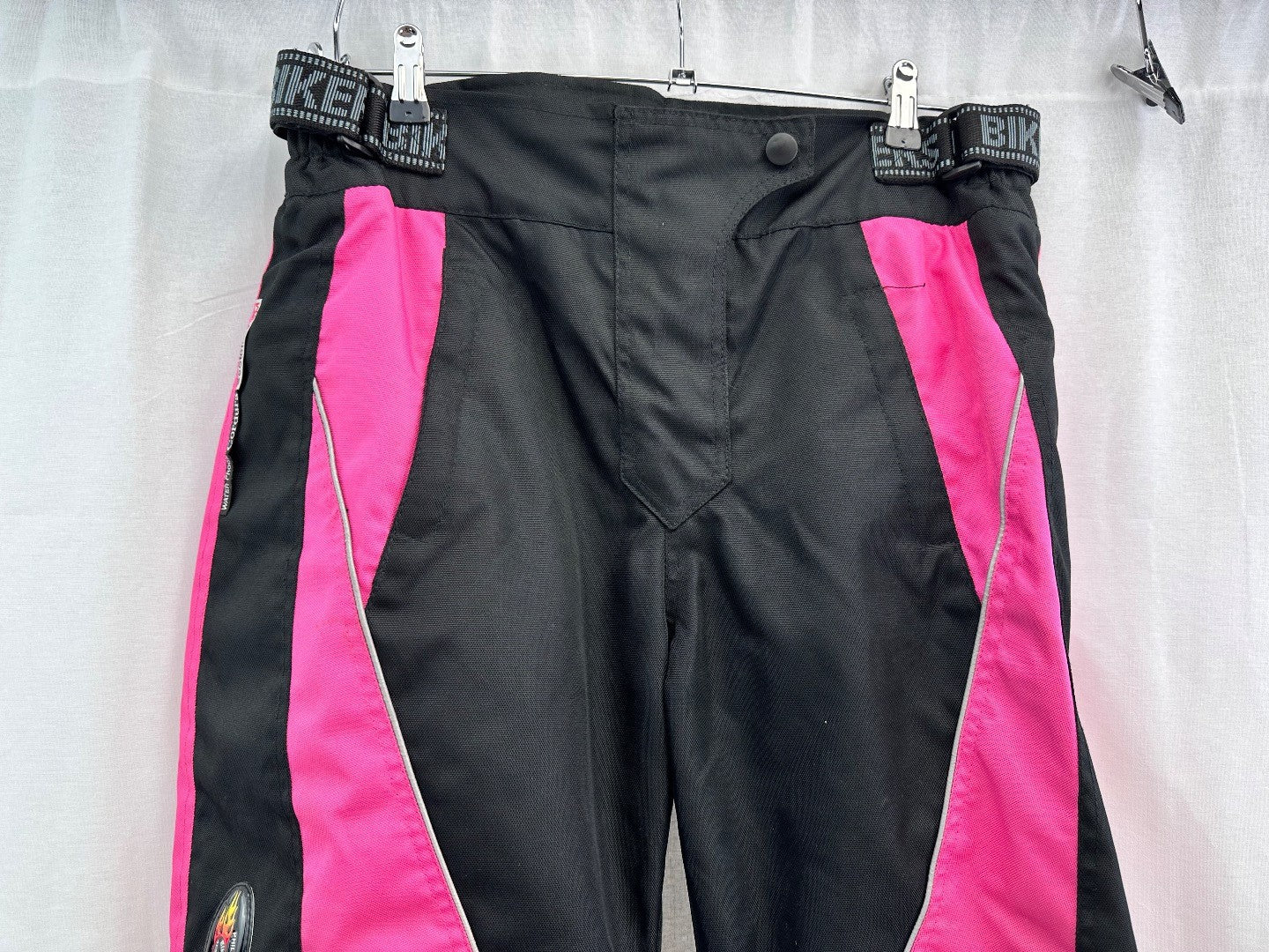 Cordura Black Pink Motorbike Trousers Waterproof Scotchlite 3M Thigh Knee Pads Size 36" VGC