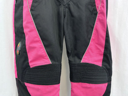 Cordura Black Pink Motorbike Trousers Waterproof Scotchlite 3M Thigh Knee Pads Size 36" VGC