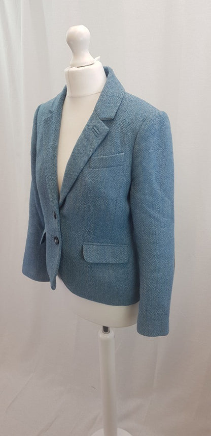 Boden x Moon Wool Light Blue Short Tweed Jacket Size 8P VGC