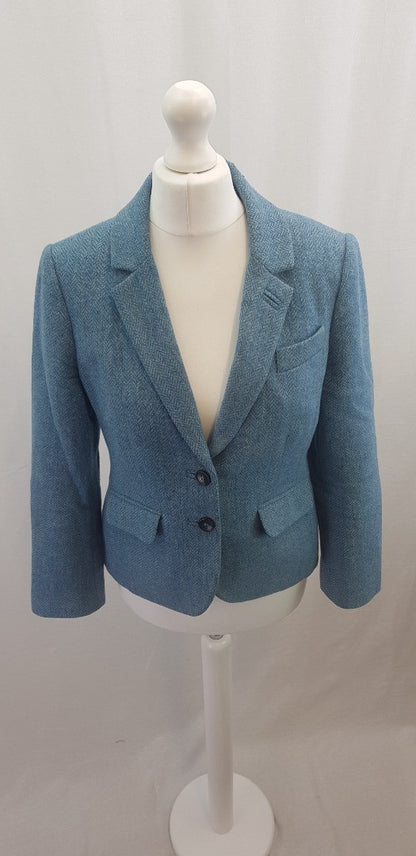 Boden x Moon Wool Light Blue Short Tweed Jacket Size 8P VGC