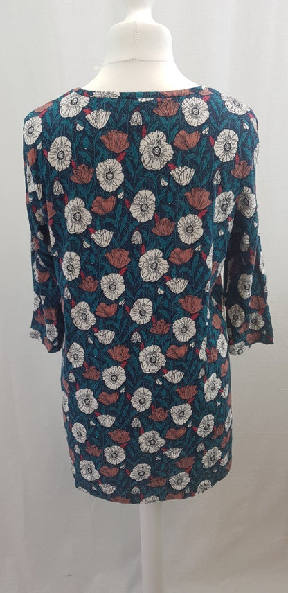 Seasalt Cornwall 3/4 Sleeve T-Shirt Tunic Busy Lizzie Size 14 BNWT