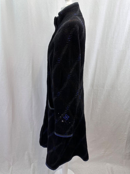 Gudrum Sjoden Black Knee Length 100% Wool Coat Pockets Size S VGC