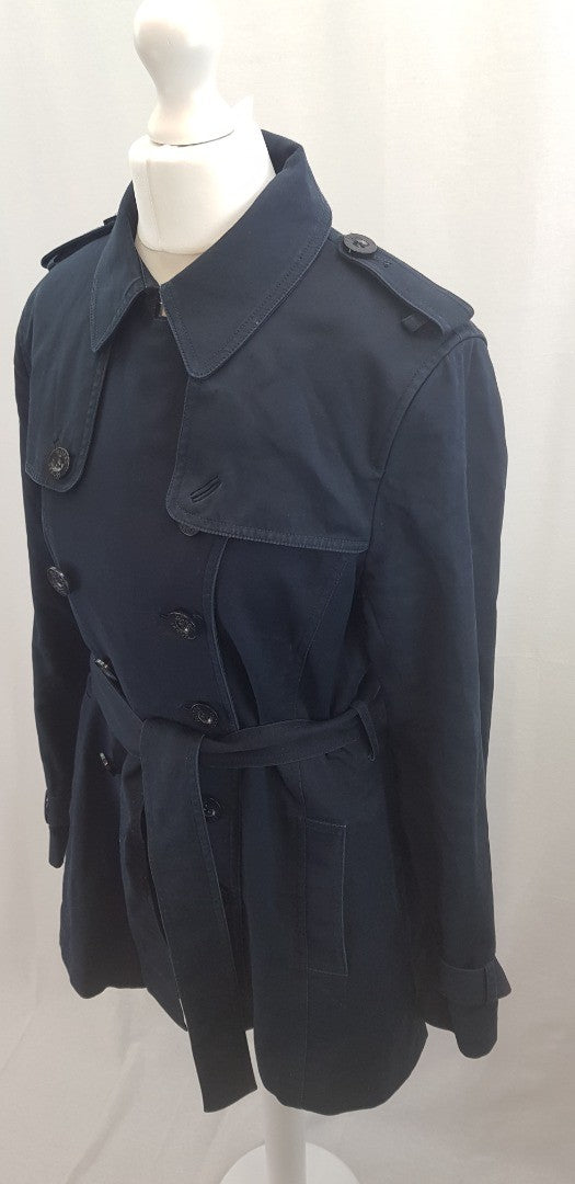 Hobbs Navy Mid-Length Trench Coat Size 10 Excellent Condition