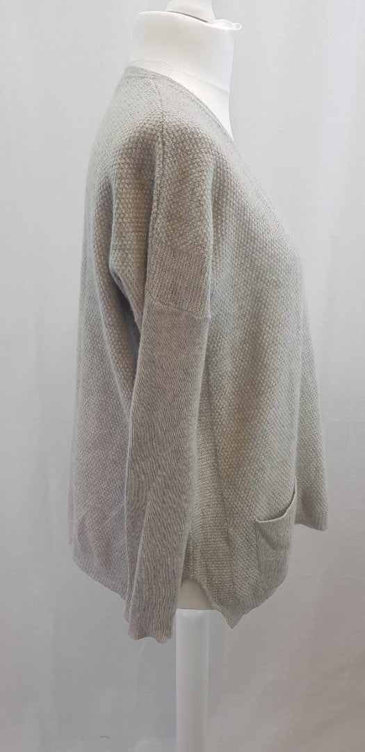 M&S Collection Silver Grey Pure Cashmere Pocket Jumper Size 12 VGC