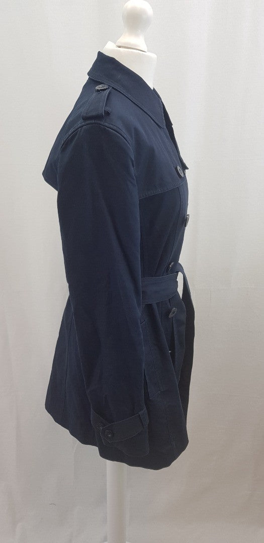 Hobbs Navy Mid-Length Trench Coat Size 10 Excellent Condition