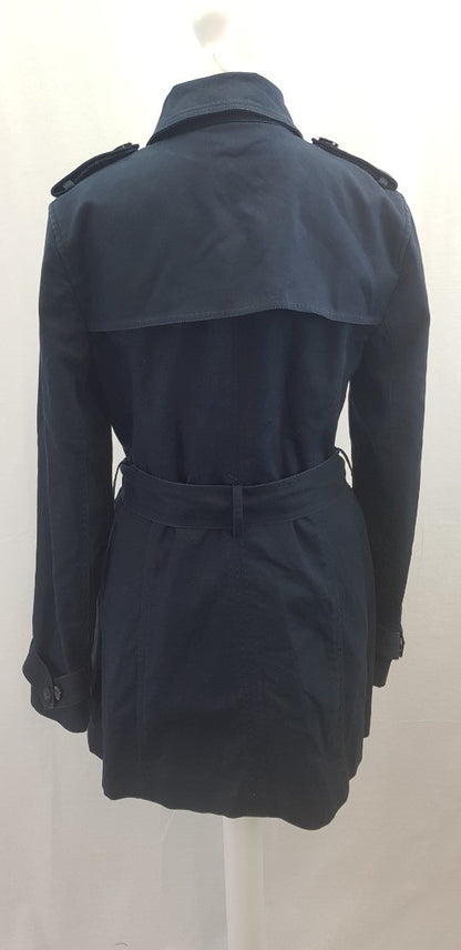 Hobbs Navy Mid-Length Trench Coat Size 10 Excellent Condition