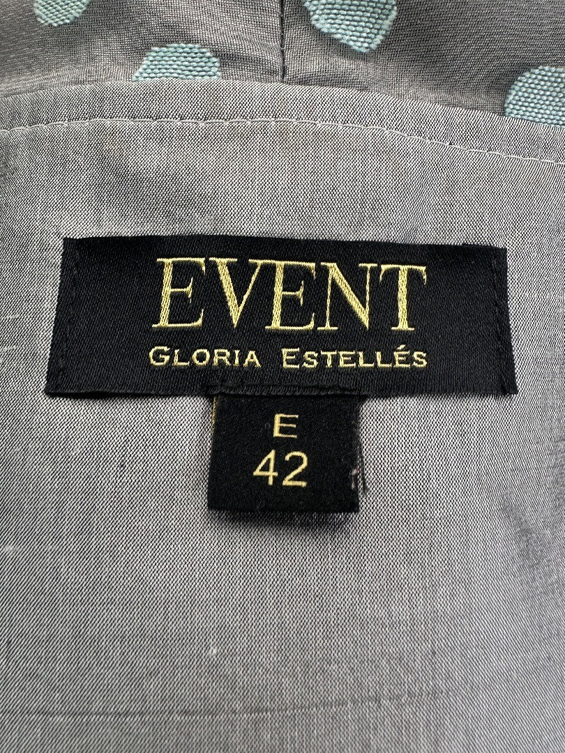 Event Gloria Estelle Skirt & Jacket Set Silver Polka Dot UK 12 Excellent