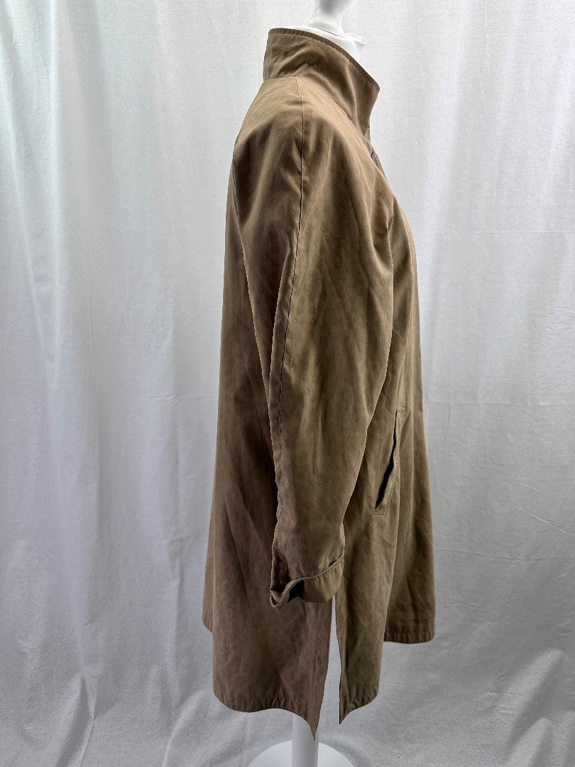 Gianfranco Corneli Tan Coat Jacket Mid-Length Button Up Size 10/12 VGC