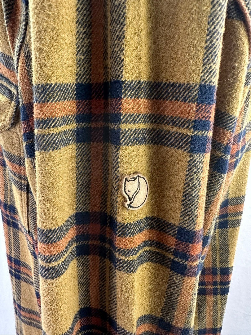 Fjallraven Checked Shirt Yellow 100% Cotton Mens UK XL Excellent