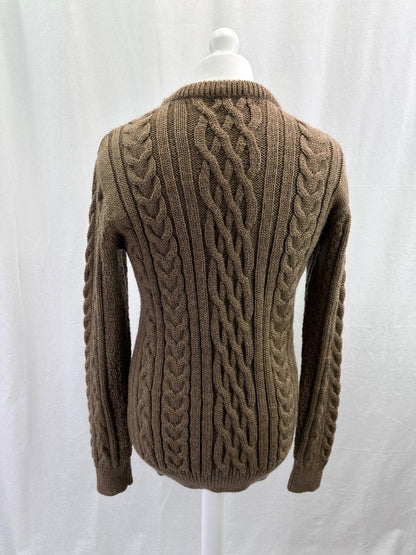 Woolover Cable Knit Jumper Brown 100% Wool XL Excellent