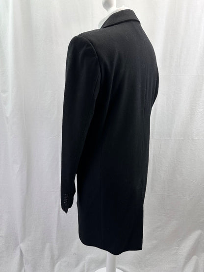 Fellini Mens Black Coat Long Wool Size 38 Good