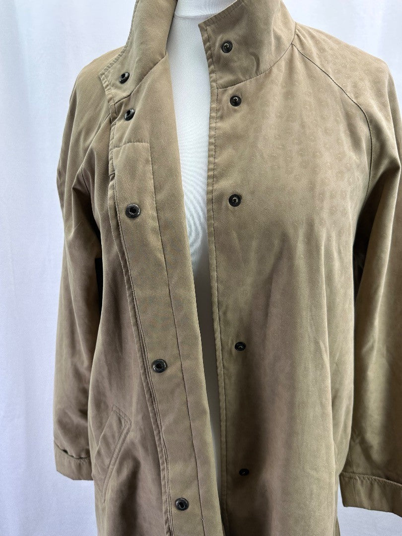 Gianfranco Corneli Tan Coat Jacket Mid-Length Button Up Size 10/12 VGC