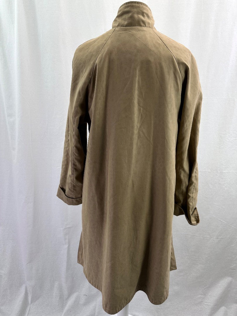 Gianfranco Corneli Tan Coat Jacket Mid-Length Button Up Size 10/12 VGC