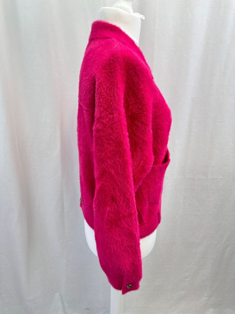 Rino & Pelle Fuchsia Pink Cozy Super Soft Cardigan Jacket Size M Excellent Condition