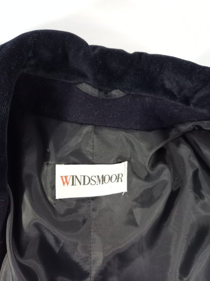 windsmoor coat navy blue wool 12 double breasted with velvet trim