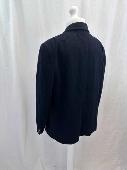 Jaeger Navy Gold Buttons Wool Blazer Jacket Size 18 41" VGC Vintage