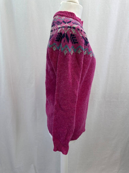 House of Bruar Pink Blue Shetland Wool Jumper Size S VGC