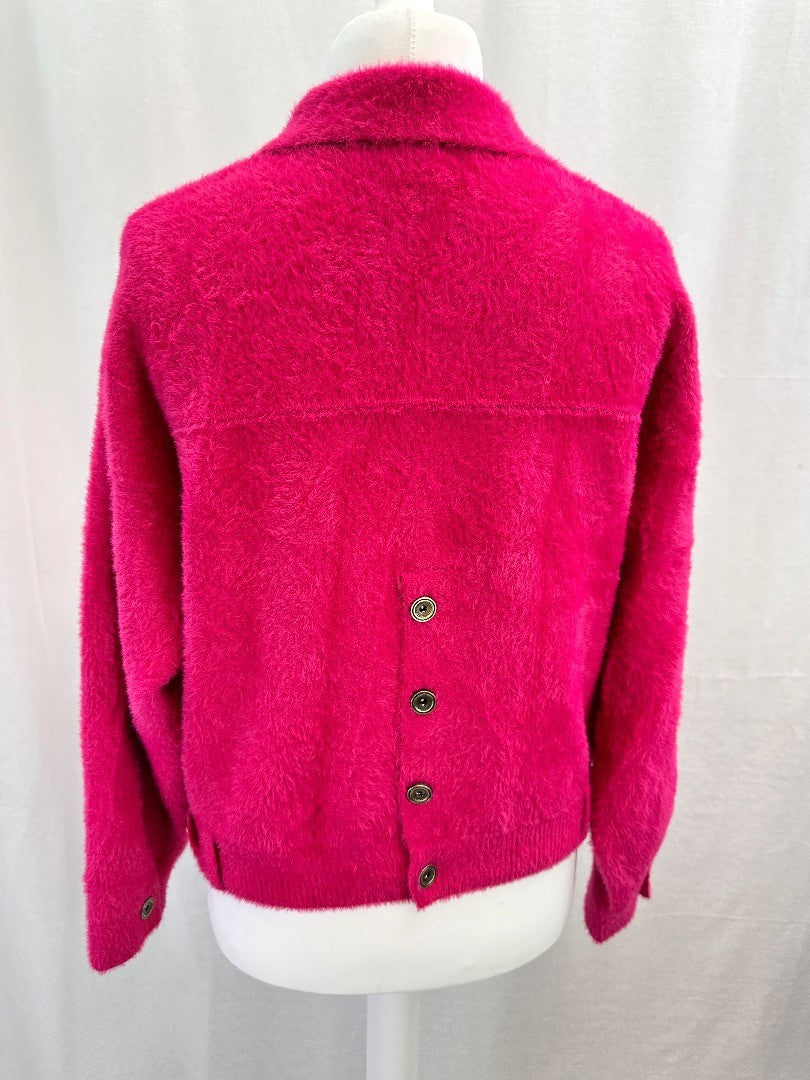 Rino & Pelle Fuchsia Pink Cozy Super Soft Cardigan Jacket Size M Excellent Condition