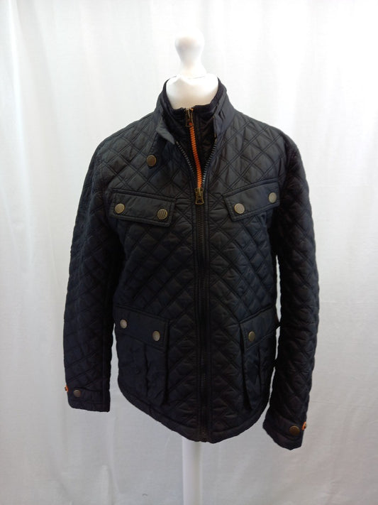 superdry mens coat jacket black xxl double zip orange lining and zip pockets vgc