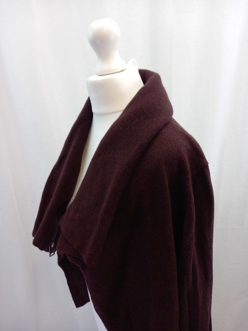 all saints wool dahlia cardigan m burgundy with zips