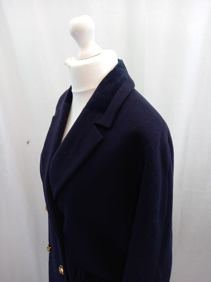 windsmoor coat navy blue wool 12 double breasted with velvet trim