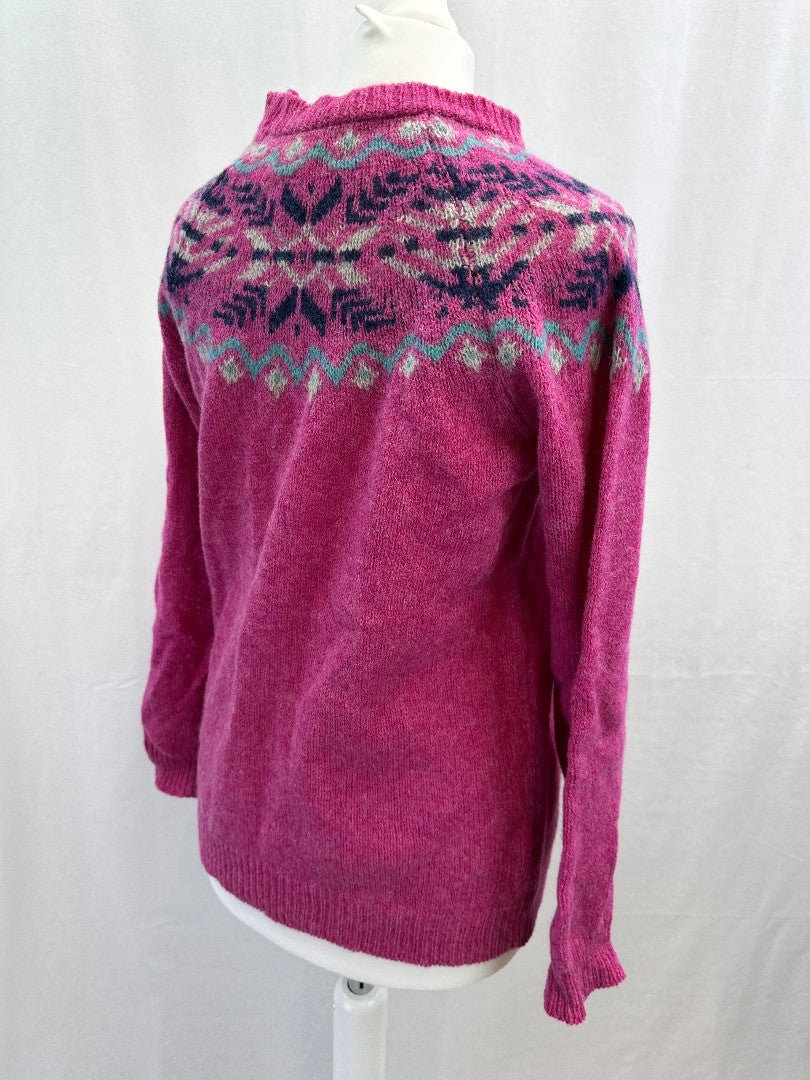 House of Bruar Pink Blue Shetland Wool Jumper Size S VGC