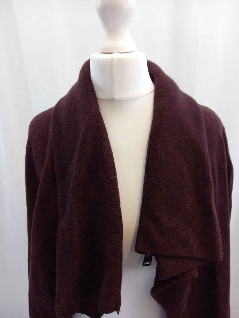 all saints wool dahlia cardigan m burgundy with zips