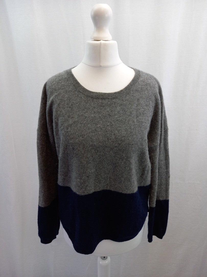 wyse london cashmere jumper navy blue grey silver stars jumper size 1