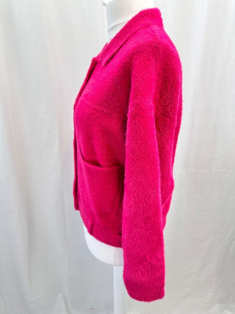 Rino & Pelle Fuchsia Pink Cozy Super Soft Cardigan Jacket Size M Excellent Condition