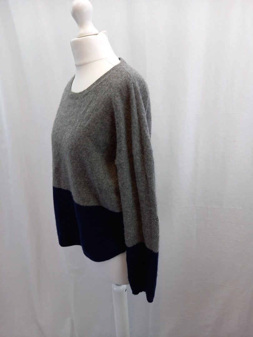 wyse london cashmere jumper navy blue grey silver stars jumper size 1