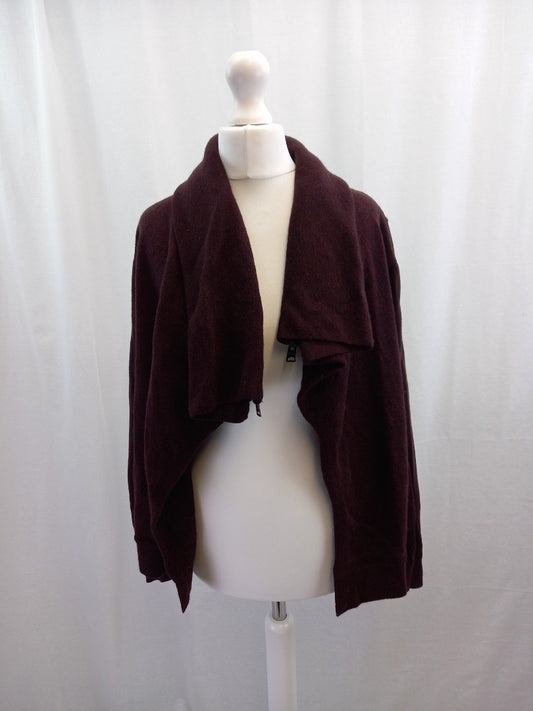 all saints wool dahlia cardigan m burgundy with zips