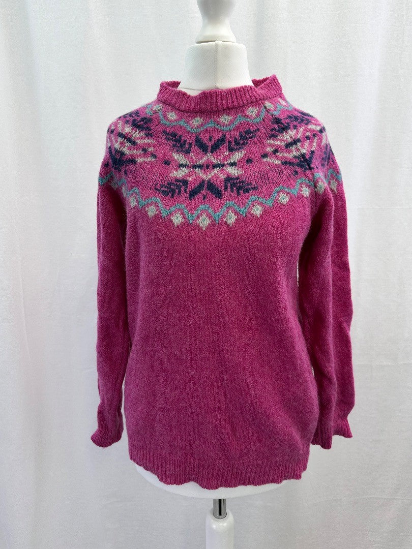 House of Bruar Pink Blue Shetland Wool Jumper Size S VGC