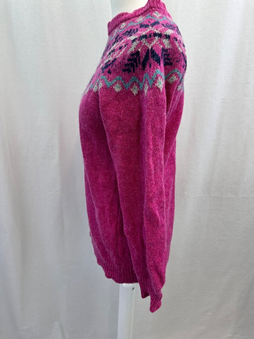 House of Bruar Pink Blue Shetland Wool Jumper Size S VGC