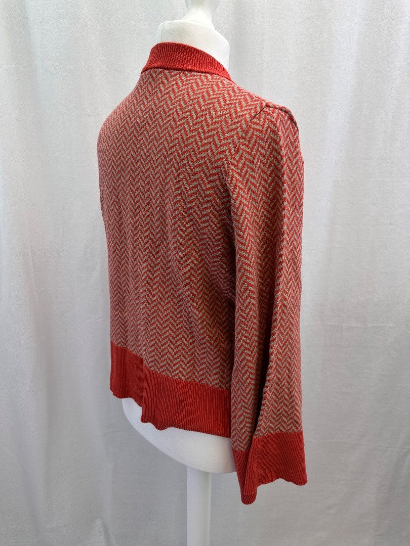 SKFK Coral Oatmeal Geometric Pattern Kimono Sleeve Jumper Size M/L VGC