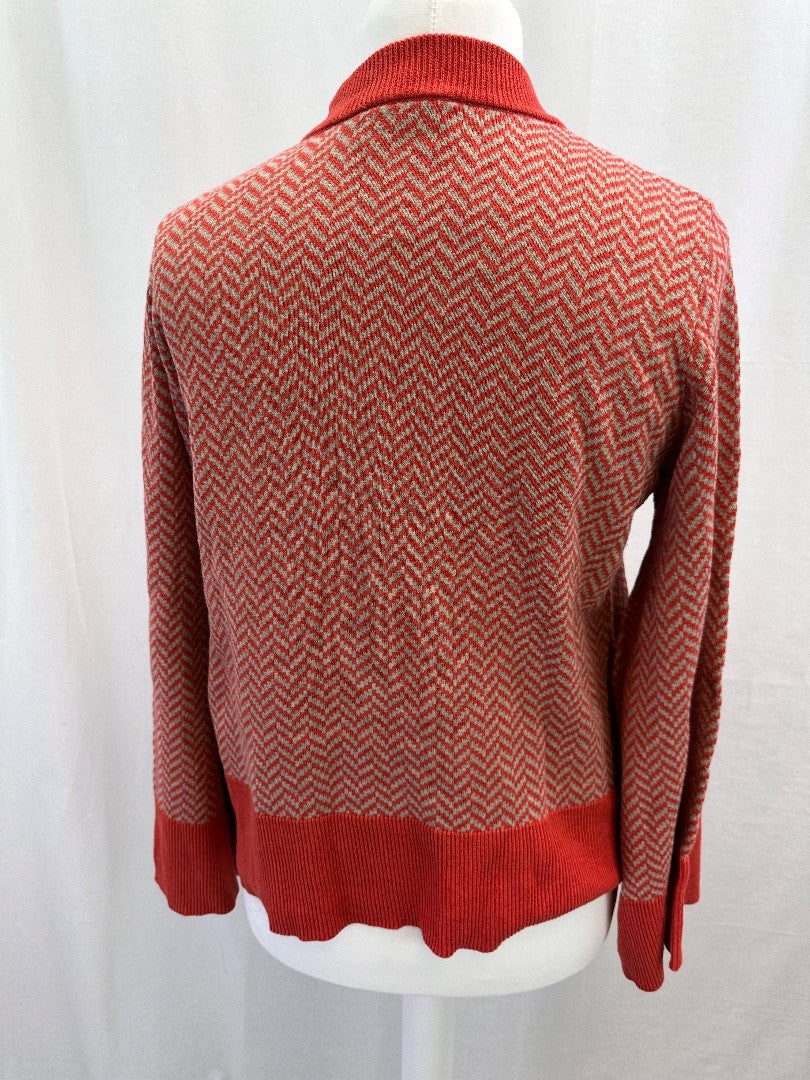 SKFK Coral Oatmeal Geometric Pattern Kimono Sleeve Jumper Size M/L VGC