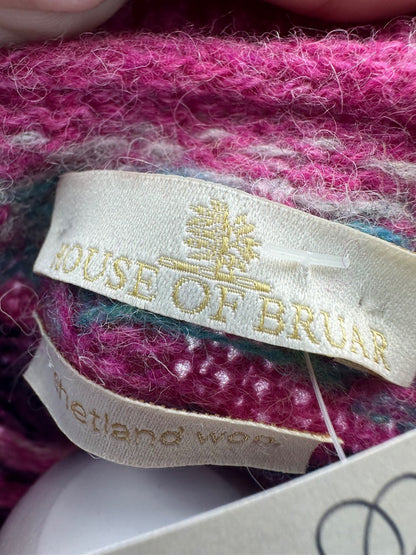 House of Bruar Pink Blue Shetland Wool Jumper Size S VGC