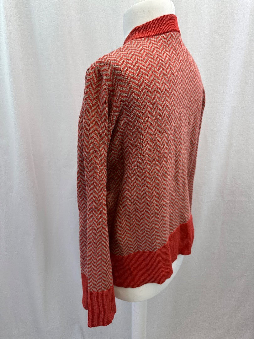 SKFK Coral Oatmeal Geometric Pattern Kimono Sleeve Jumper Size M/L VGC