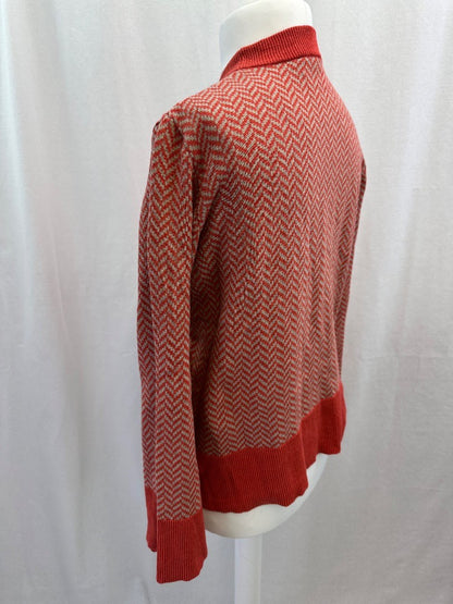 SKFK Coral Oatmeal Geometric Pattern Kimono Sleeve Jumper Size M/L VGC