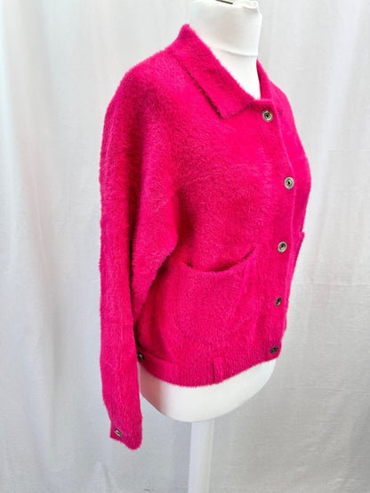 Rino & Pelle Fuchsia Pink Cozy Super Soft Cardigan Jacket Size M Excellent Condition