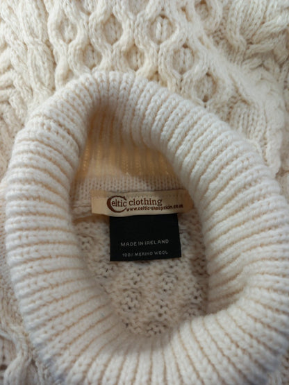 celtic clothing cable m merino wool jumper cream